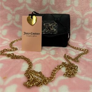 Juicy Couture Black Mini Crossbody Bag with Gold Chain